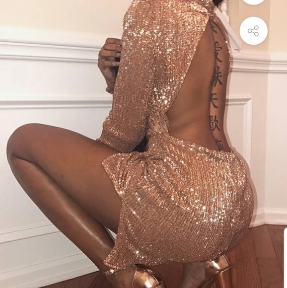 Fashion Nova Dresses & Skirts - Gold long sleeve mini dress